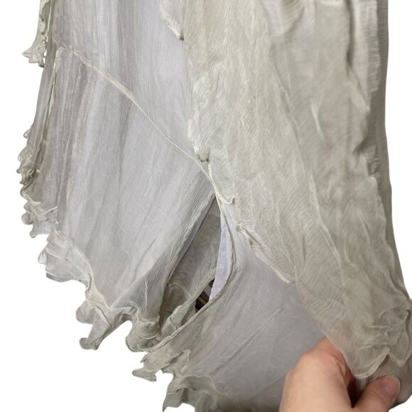 Nataya Empire FairyCore Garden Floral Embroidered Dress Lace Up Sage Gray Large - Picture 10 of 12